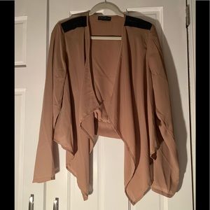 Forever 21 Sheer Tan and Black Pleather 1X Top